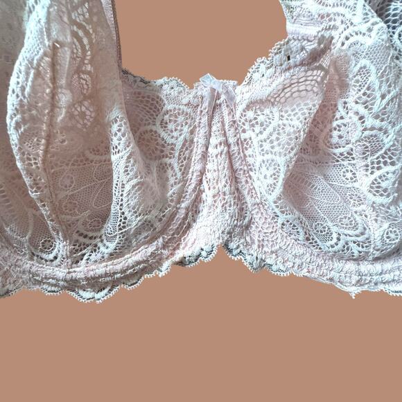 Torrid Curve Unlined Balconette Bra Pink Lotus Lace Underwire Sexy 38 DDD NEW - Picture 6 of 16
